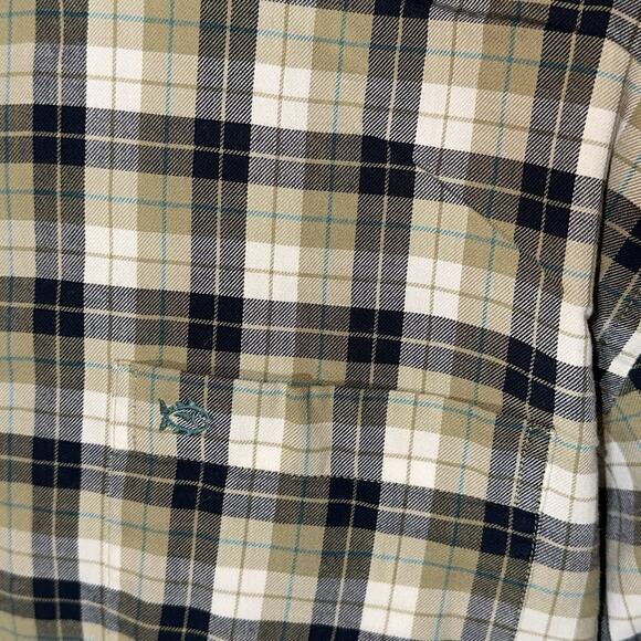 Southern Tide Men's Blue and Tan Plaid Flannel Long Sleeve Shirt M 0613 - Picture 3 of 6